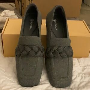 Women's Gray Loafers with Twist Design